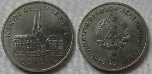 DDR Gedenk Münze 5 Mark Berlin Nikolai Viertel 1987 (157439)