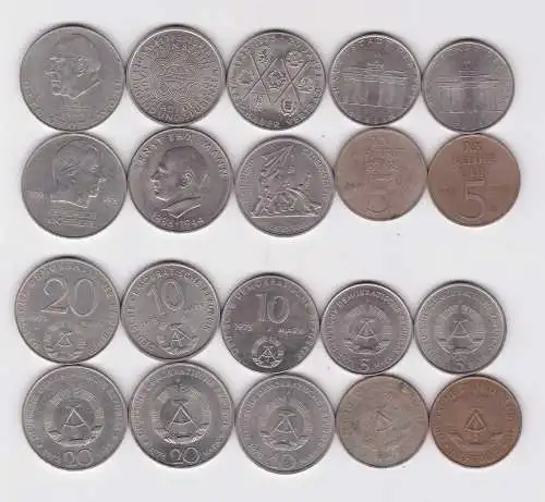 10 x DDR Gedenk Münzen 5,10 und 20 Mark Schiller Grotewohl Buchenwald (158405)