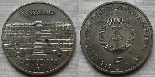 DDR Gedenk Münze 5 Mark Potsdam Sanssouci 1986 vorzüglich plus (143788)
