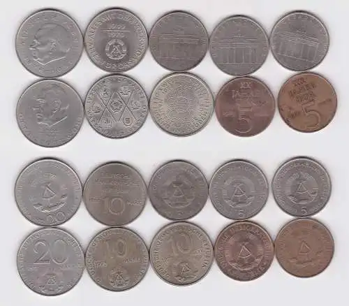 10 x DDR Gedenk Münzen 5,10 und 20 Mark Pieck, Thälmann,Weltfestspiele (134194)