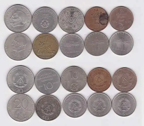 10 x DDR Gedenk Münzen 5,10 und 20 Mark Pieck, Grotewohl, Buchenwald (135739)