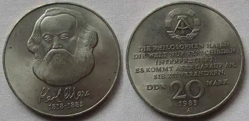 DDR Gedenk Münze 20 Mark Karl Marx 1983 vz (144382)
