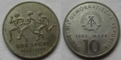 DDR Gedenk Münze 10 Mark 40 Jahre DDR Sport 1988 vz (148618)