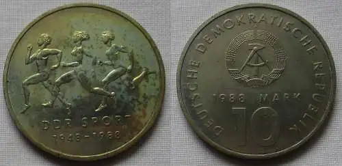 DDR Gedenk Münze 10 Mark 40 Jahre DDR Sport 1988 vz (142502)