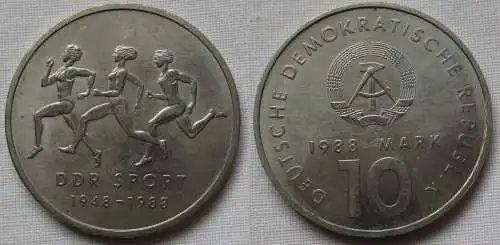 DDR Gedenk Münze 10 Mark 40 Jahre DDR Sport 1988 vz (144298)
