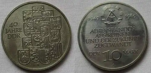 DDR Gedenk Münze 10 Mark 40.Jahrestag der DDR 1989 vz (142782)