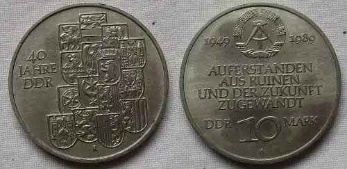 DDR Gedenk Münze 10 Mark 40.Jahrestag der DDR 1989 vz (144256)