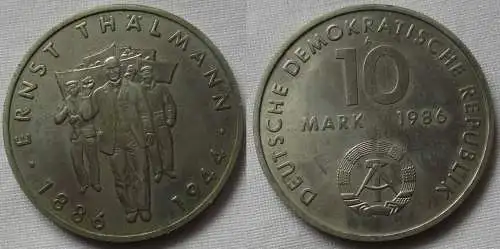 DDR Gedenk Münze 10 Mark Ernst Thälmann 1986 vz (147345)