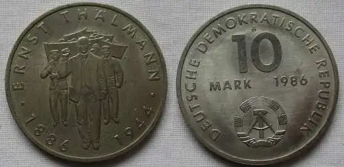 DDR Gedenk Münze 10 Mark Ernst Thälmann 1986 vz (144001)
