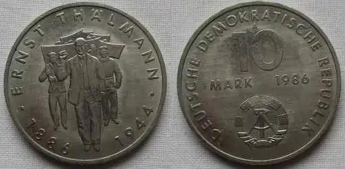 DDR Gedenk Münze 10 Mark Ernst Thälmann 1986 vz (148685)