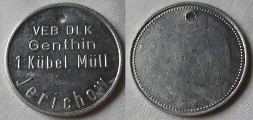 Aluminium DDR Wertmarke VEB DLK Genthin 1 Kübel Müll Jerichow (135637)
