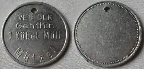 Aluminium DDR Wertmarke VEB DLK Genthin 1 Kübel Müll Mützel (139299)