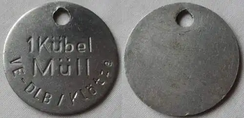 Aluminium DDR Wertmarke VE-DLB Klötze 1 Kübel Müll  (138586)
