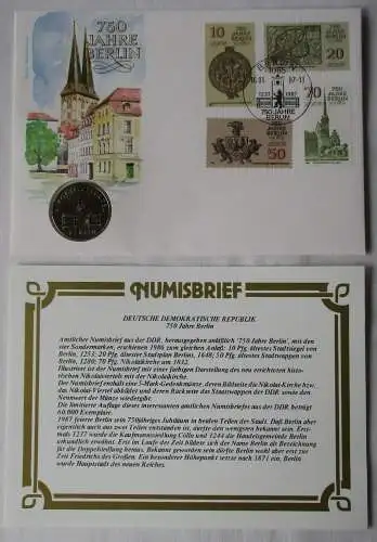 163024 Numisbrief 750 Jahre Berlin Nikolaiviertel mit 5 Mark Münze DDR von 1987