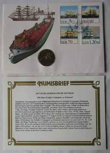 DDR Numisbrief mit 5 Mark Überseehafen Rostock 1988 (163145)