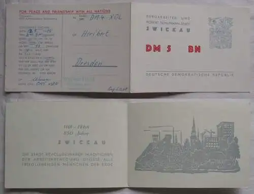 88350 QSL Karte Amateur Funker DDR 850 Jahre Zwickau Bergarbeiterstadt 1968