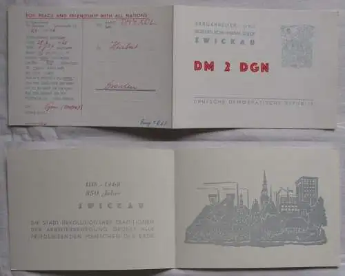 76423 QSL Karte Amateur Funker DDR 850 Jahre Zwickau 1118-1968