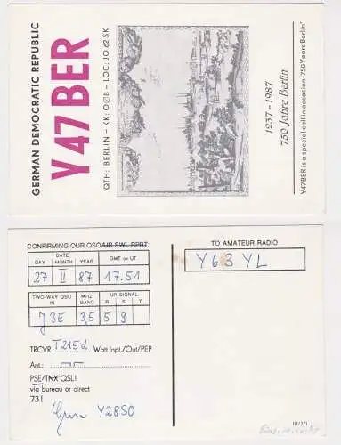 99167 QSL Karte Amateur Funker DDR 750 Jahre Berlin 1237-1987