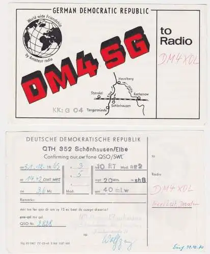 98833 QSL Karte Amateur Funker DDR Schönhausen Elbe mit Erdkugel 1969