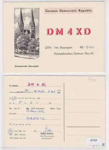 97325 QSL Karte Amateur Funker DDR Neuruppin Klosterkirche 1977