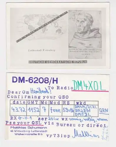 87528 QSL Karte Amateur Funker DDR Lutherstadt Wittenberg 1972