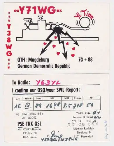 84824 QSL Karte Amateur Funker DDR Magdeburg 1989