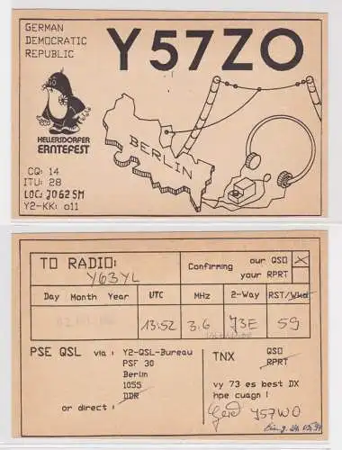 78405 QSL Karte Amateur Funker DDR Hellersdorfer Erntefest 1990