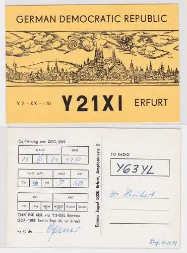 99619 QSL Karte Amateur Funker DDR Erfurt historische Stadtansicht 1981