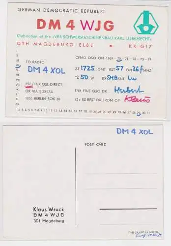 82328 QSL Karte Amateur Funker DDR Magdeburg VEB Schwermaschinenbau 1970