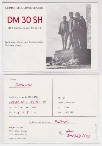 78630 QSL Karte Amateur Funker DDR Mahn und Gedenkstätte Sachsenhausen 1975