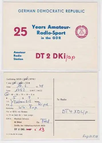 93105 QSL Karte Funker Funkamateur DDR Erfurt 25 Jahre Amateur Radio Sport DDR