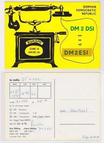 94199 QSL Karte Amateur Funker DDR Arnstadt mit historischem Telefon 1978