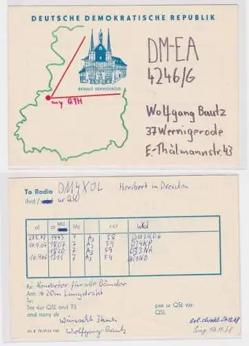 89490 QSL Karte Amateur Funker DDR Wernigerode Rathaus 1967