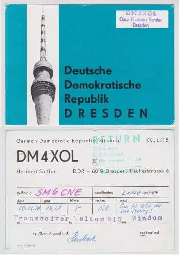 86587 QSL Karte Amateur Funker DDR Dresden Fernsehturm 1978