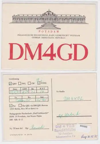 900065 QSL Karte Amateur Funker DDR Potsdam pädagog. Hochschule Karl Liebknecht