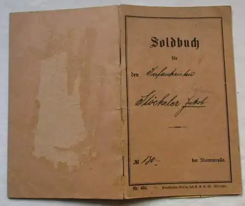 Soldbuch I. Rekruten-Depot 2./E. 23. Infanterie-Regiment Kaiserslautern (118732)