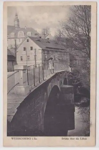 70939 Ak Weissenberg in Sachsen Brücke über die Löbau um 1920