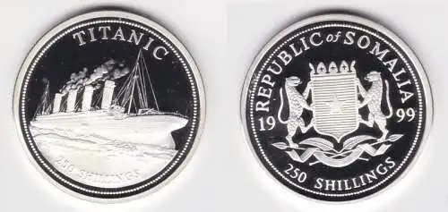 250 Schilling Silber Münze Somalia 1999 Passagierdampfer Titanic (100547)