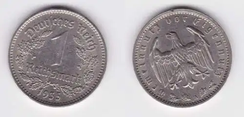 1 Mark Nickel Münze 3.Reich 1935 A, Jäger 354 ss+ (116988)