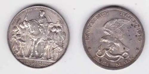 2 Mark Silbermünze Preussen Der König rief .... 1913 Jäger 109 vz (118205)