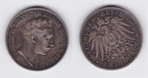 2 Mark Silbermünze Preussen Kaiser Wilhelm II 1900 Jäger 102  (116232)