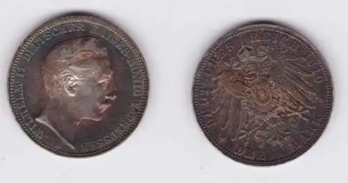 3 Mark Silbermünze Preussen Kaiser Wilhelm II 1910 Jäger 103 vz+ (118175