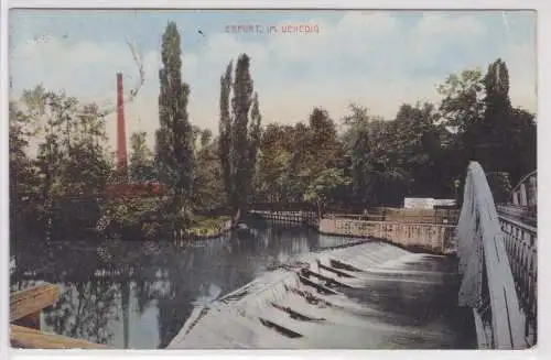 67051 Ak Erfurt - Im Venedig, Flusspartie mit Brücke 1913