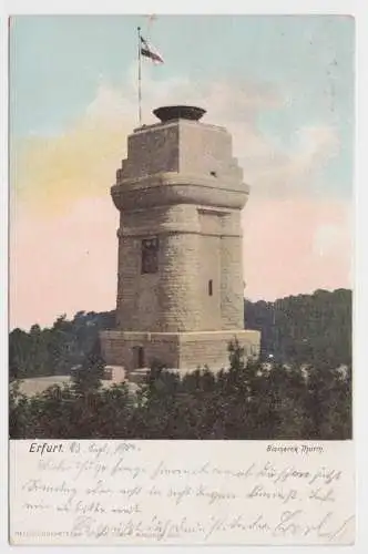 61385 Heliocolorkarte Ak Erfurt - Bismarck Thurm 1904