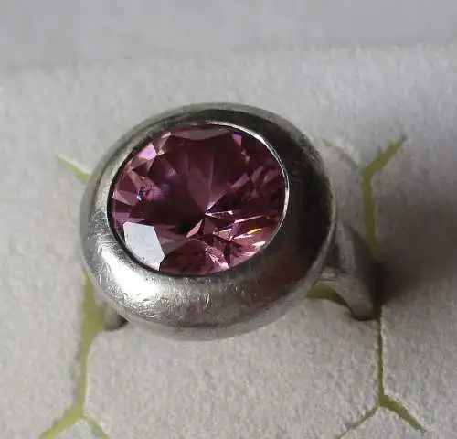 Eleganter 925er Sterling Silber Ring mit rosanem Edelstein (125409)