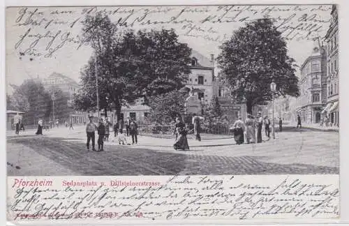 03204 Ak Pforzheim Sedansplatz und Dillsteinerstrasse 1904