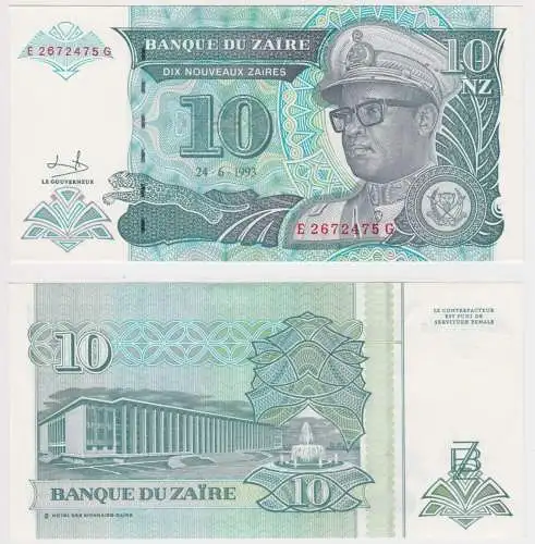 10 Nouveaux Makuta Banknote Zaire Zaïre 24.6.1993 bankfrisch UNC (159285)