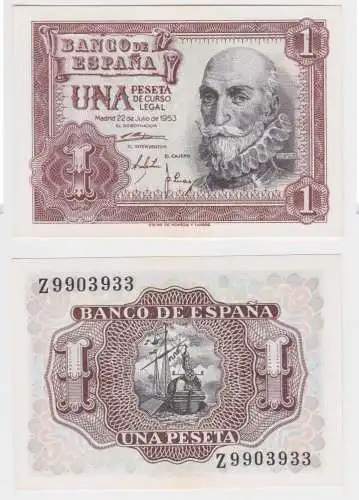 1 Peseta Banknote Spanien Banco de Espana 22.07.1953 Pick 144 (120188)