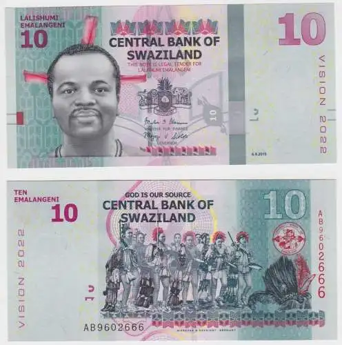 1 Emalangeni Banknote Swasiland Swaziland 2015 bankfrisch UNC (159514)