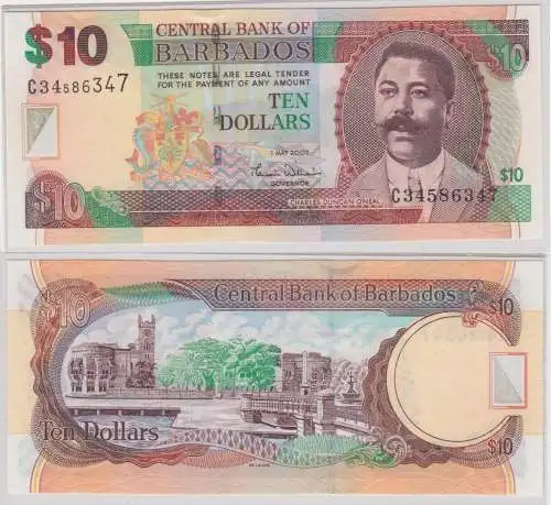 10 Dollar Banknote Central Bank of Barbados (2007) kassenfrisch UNC (159394)